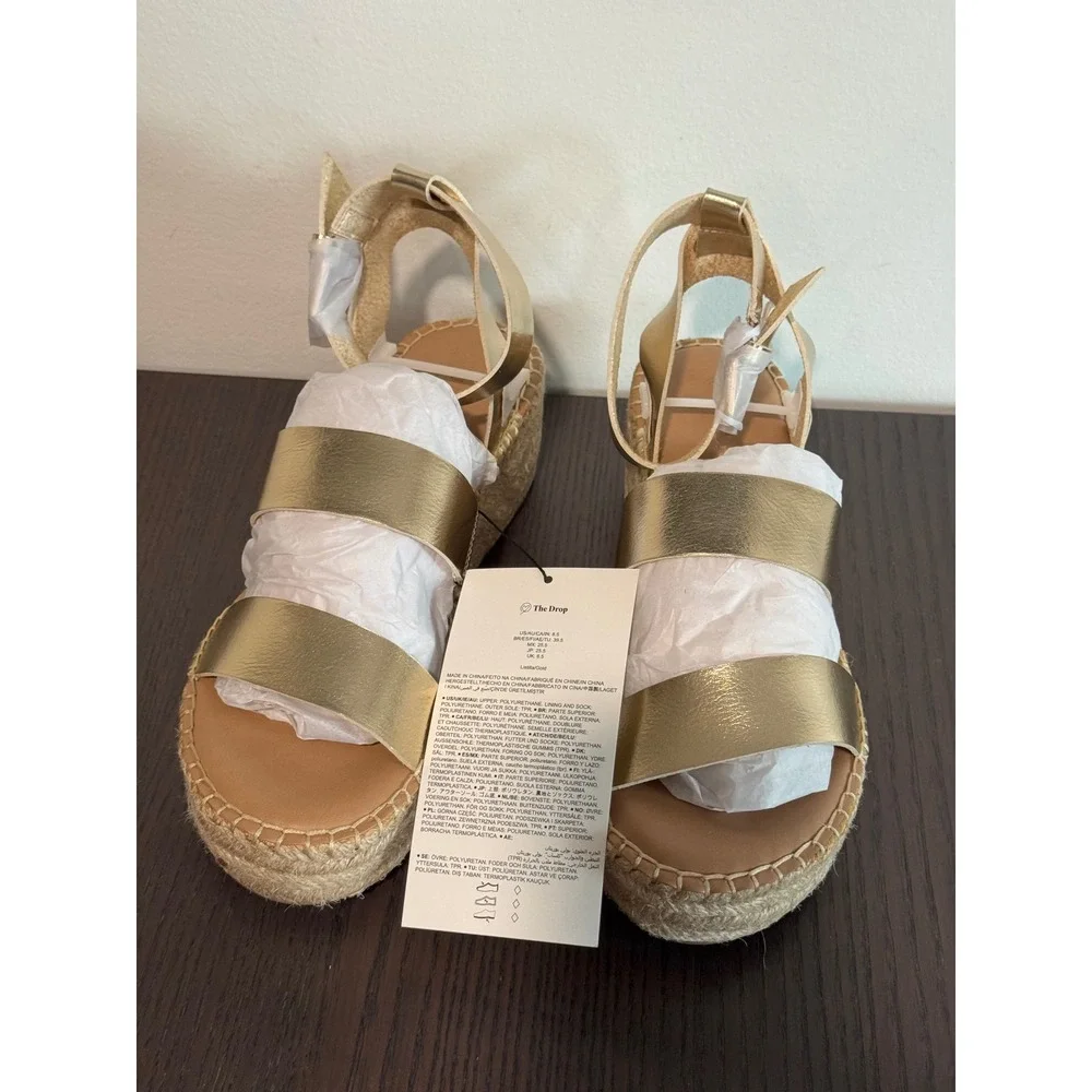 The Drop Listilla Espadrille Wedge Sandal Women 8.5 Gold Metallic Platform